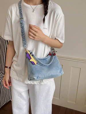 Star Charm Denim Shoulder Bag option 6
