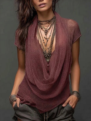 ivory relaxed cover-up with cowl neck