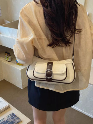 Black with Vintage Buckle Detail Crossbody Bag