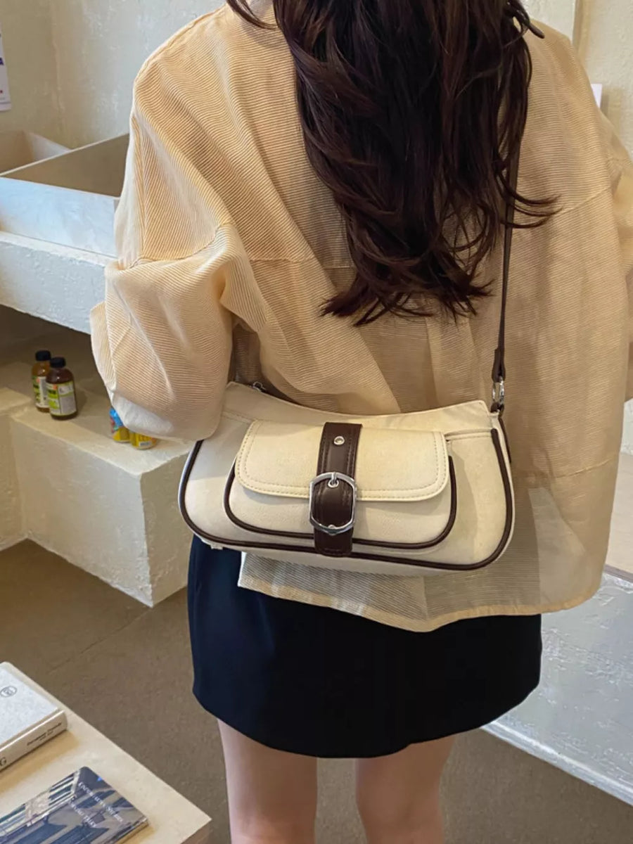 Black with Vintage Buckle Detail Crossbody Bag