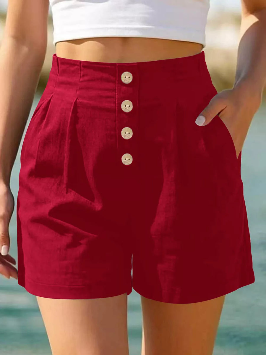 shorts in Navy Blue with button-front and mini