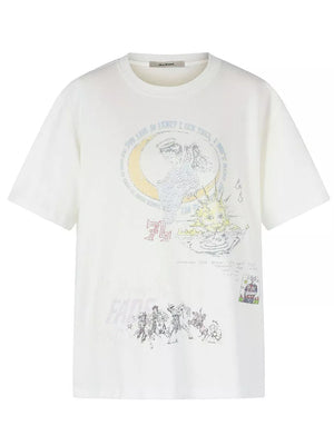 White Men's Artistic Graphic Round Neck T-shirt
