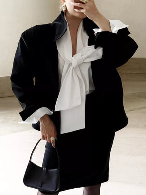 Tie Front Puff Sleeve Shirt in White with tied