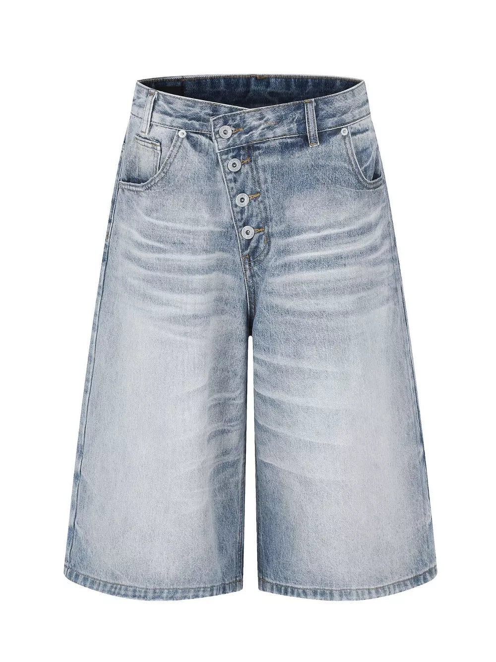 capris in light blue featuring high-waisted and wide-leg fit