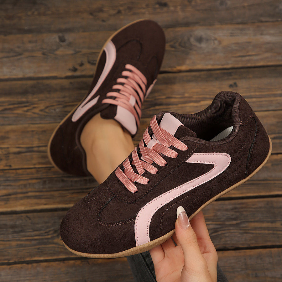 Round Toe Lace Up Sneakers Style 10600163842 in dark brown with round toe