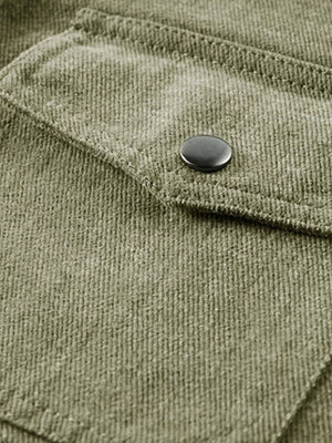 Men's Plus Size Dual Chest Pockets Shacket in Khaki
