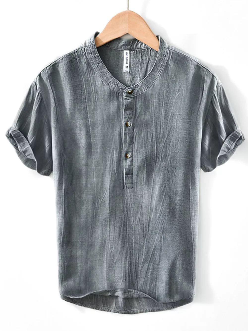 Khaki Men's Plus Size Button Detail Short Sleeve Shirt