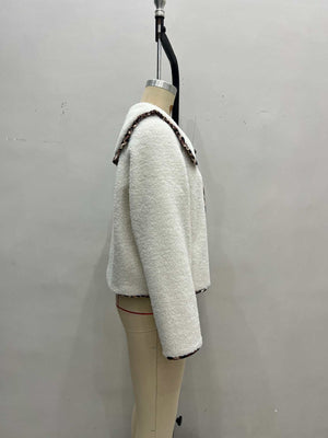 cream jacket with buttoned and long sleeve