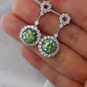 4 Carat Moissanite Platinum-plated Dangle Earrings in silver with drop design