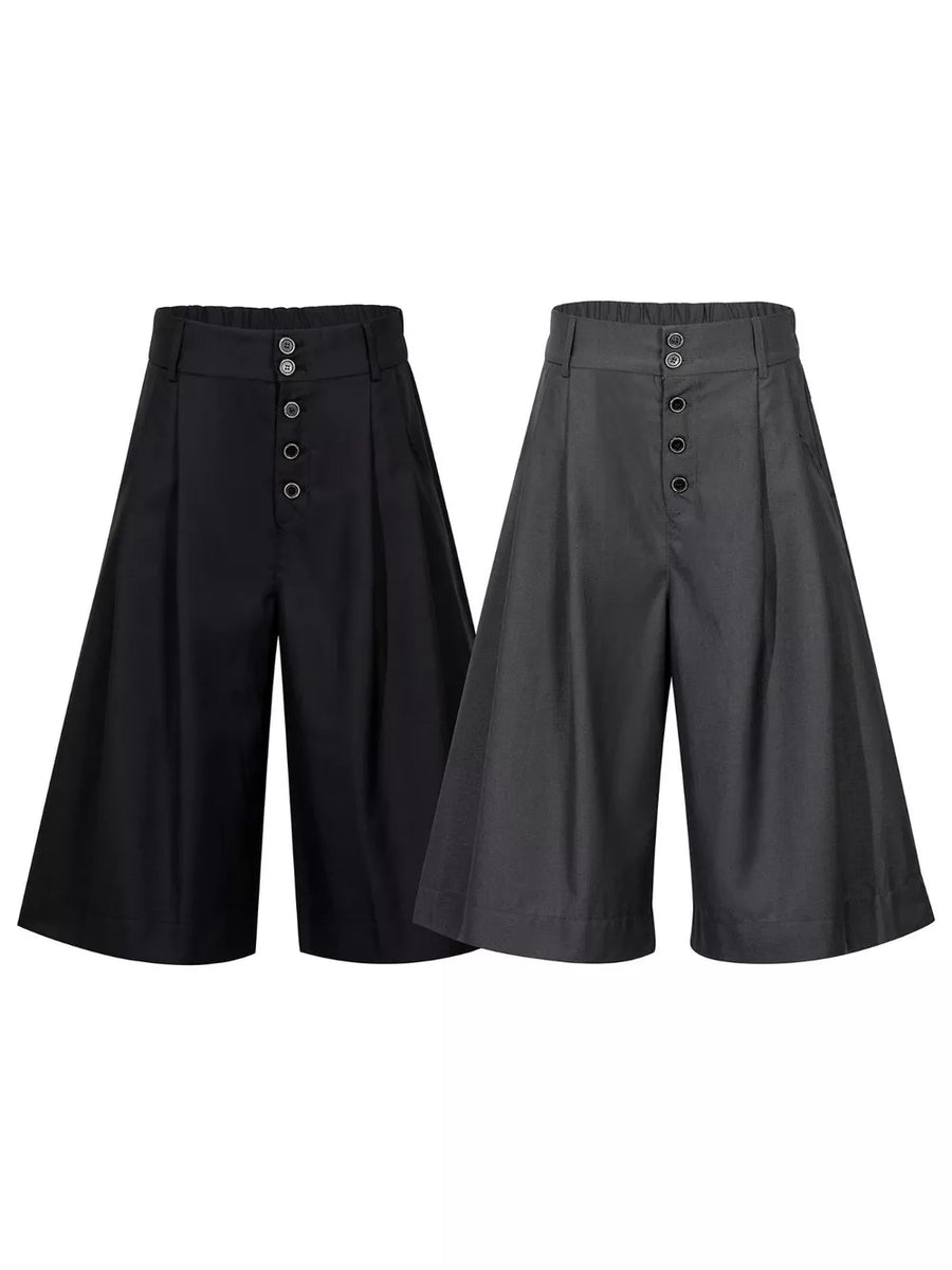 charcoal capris with wide-leg and null