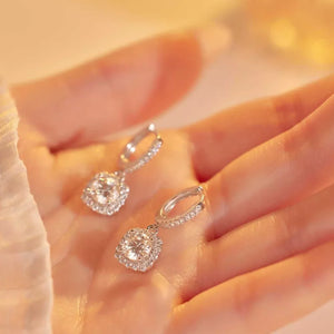 silver earrings with pavé setting and not applicable
