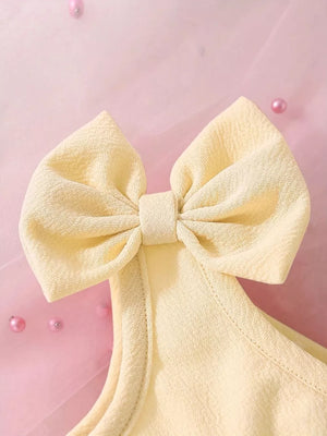 Children's Bow Asymmetrical Shoulder Dress in this colorway