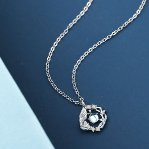 silver necklace with princess-length and hook-and-eye