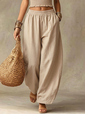 100% polyester Care instructions: Machine wash cold two-piece set in light beige with relaxed silhouette