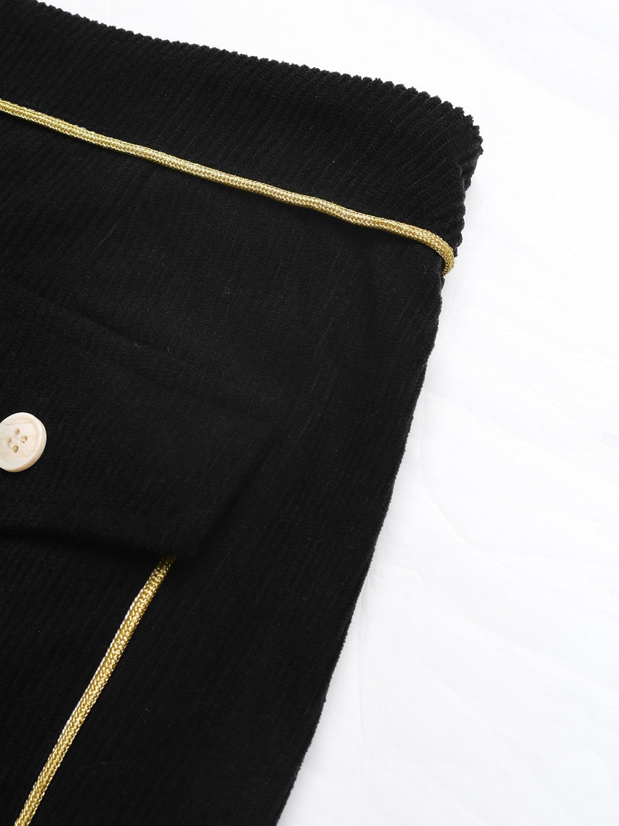 black with midi skirt with buttoned