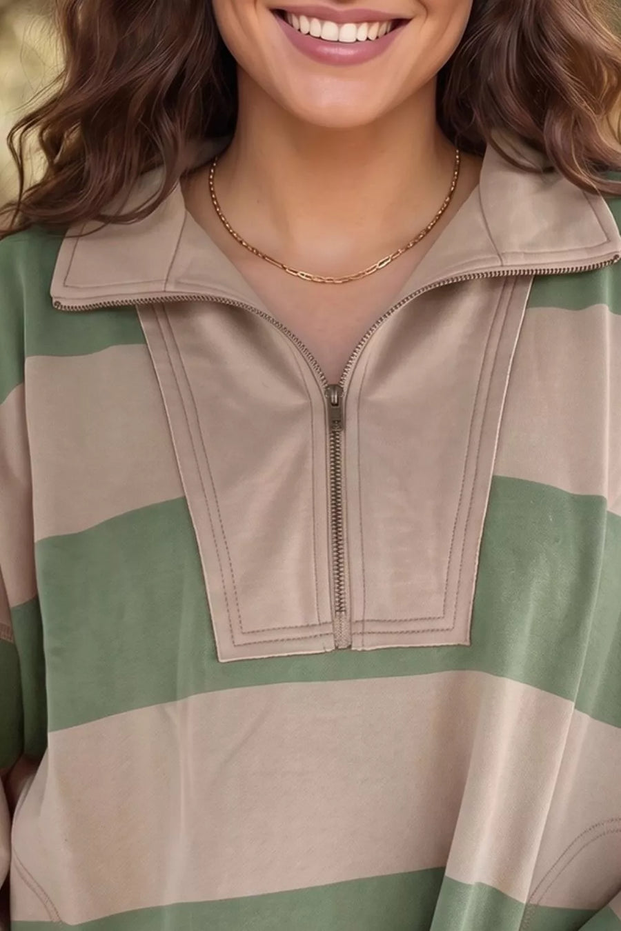 Stripe Half Zipped Casual Sweatshirt option 3