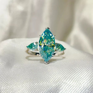 ring in aqua blue featuring marquise cut stone and regular fit