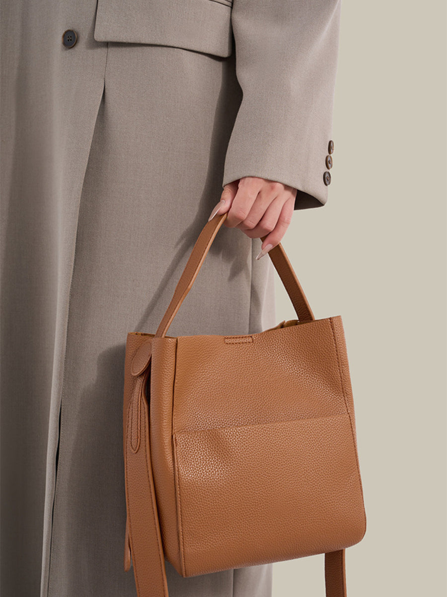 Black crossbody bag with medium and open-front