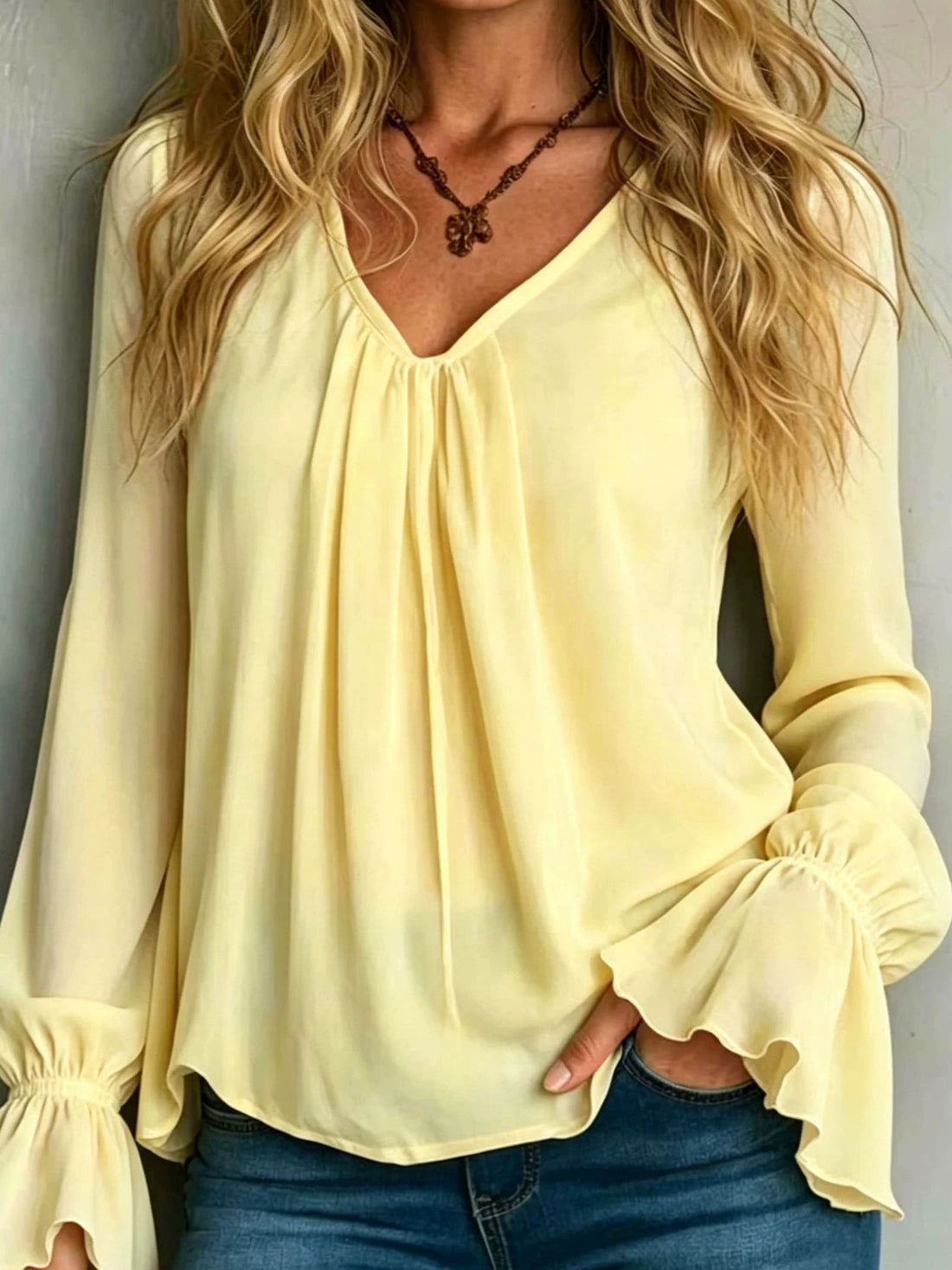 Pink Purple blouse with hip-length and pullover
