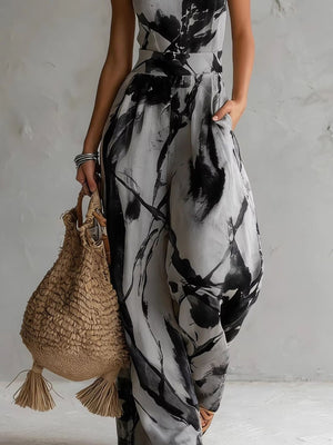 Navy relaxed jumpsuit with halter