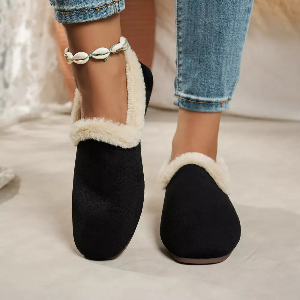 Round Toe Flats Slip-ons in Brown with round toe