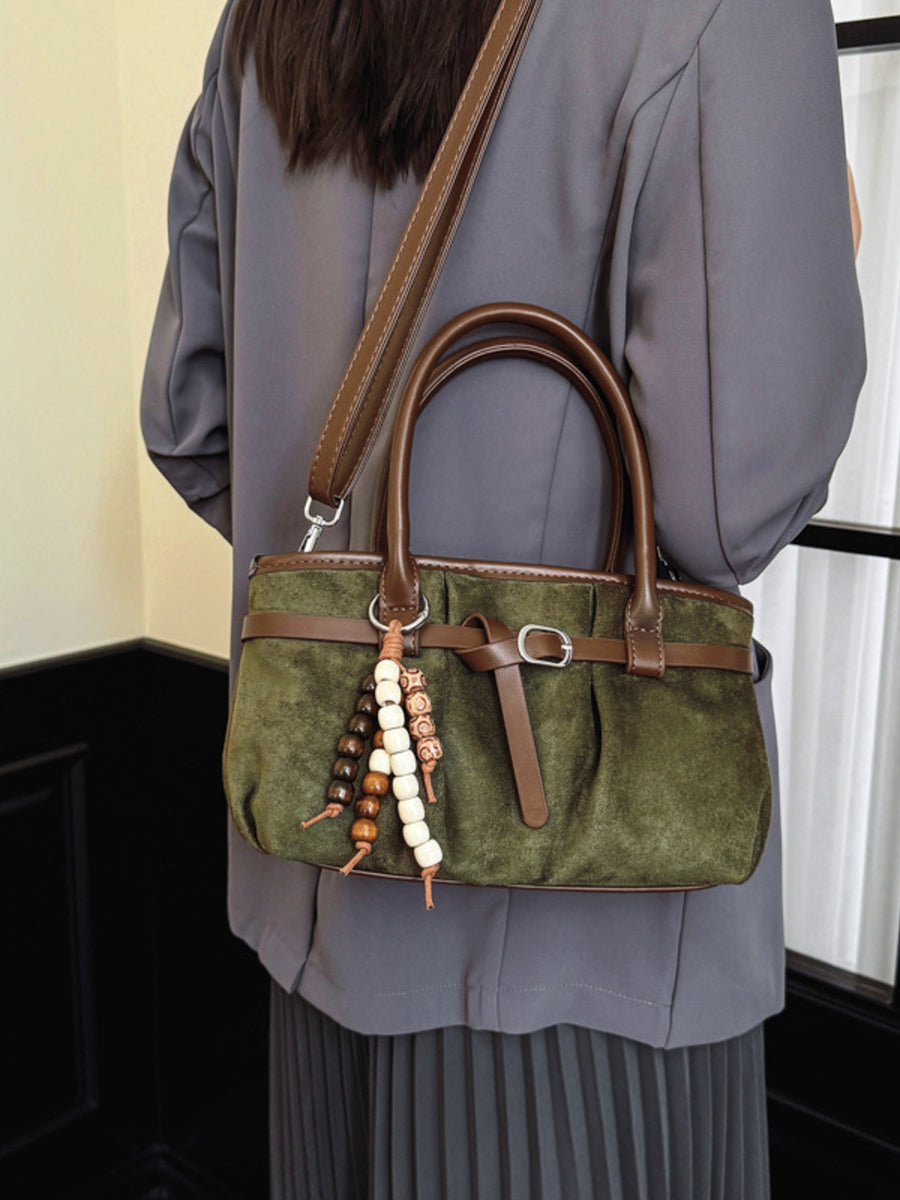 Vintage Ruched Crossbody Bag in olive green with ruched