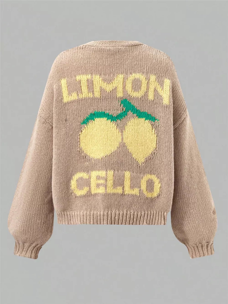 Khaki with Lemon Button Up Cardigan