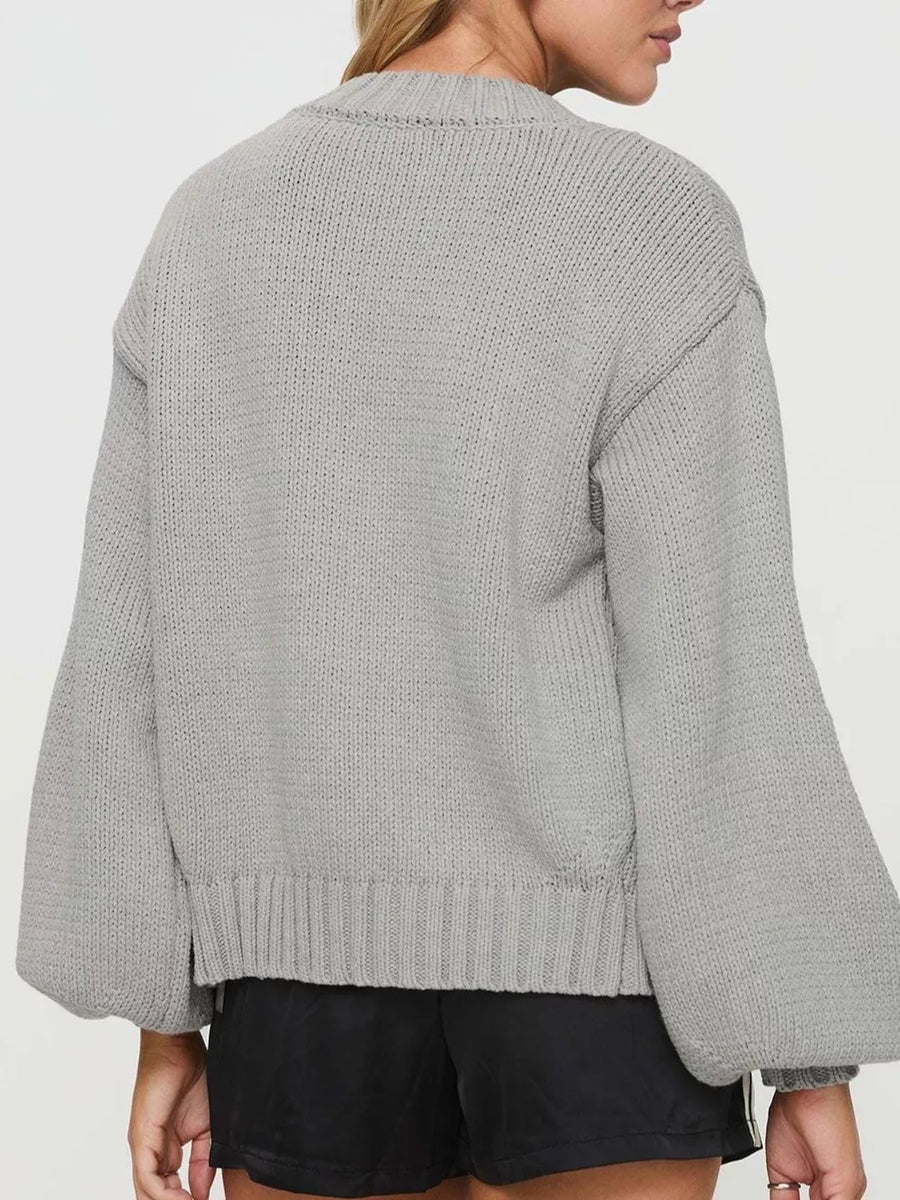 light beige relaxed cardigan with round neck