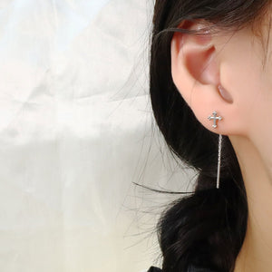 925 Sterling Silver Cross Earrings in silver with cross motif