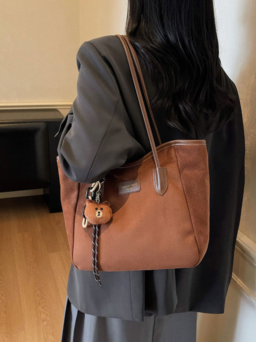 tote in Coffee Brown with top handles and medium