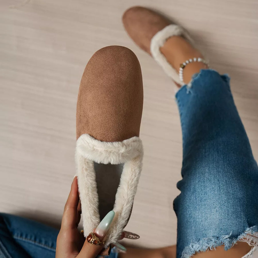 Suede,Fluff,Rubber Imported Size &amp slippers in cream with flat silhouette