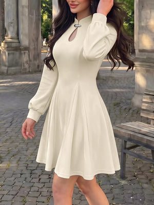 100% polyester Care instructions: Machine wash cold mini dress in Apricot with A-line silhouette