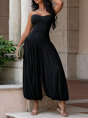 Black loose jumpsuit with strapless