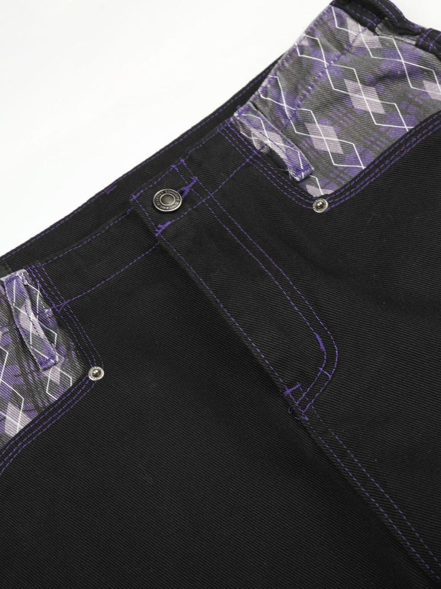 wide-leg jeans in black with pocketed and full-length