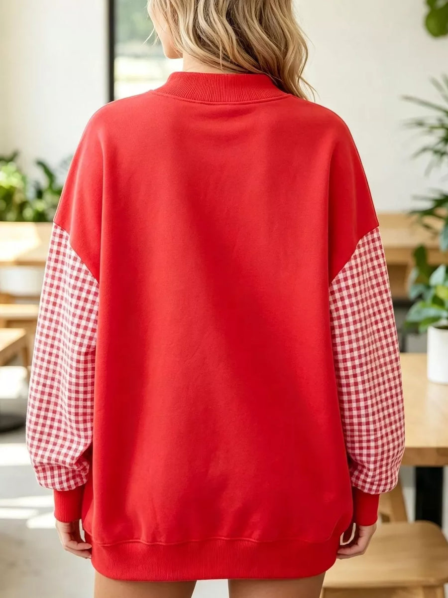 modern sweatshirt in Red with mock neck