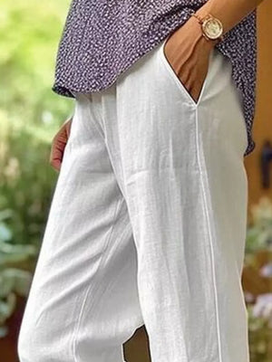 Blue Full Size Casual Wide-leg Pants Plus Size