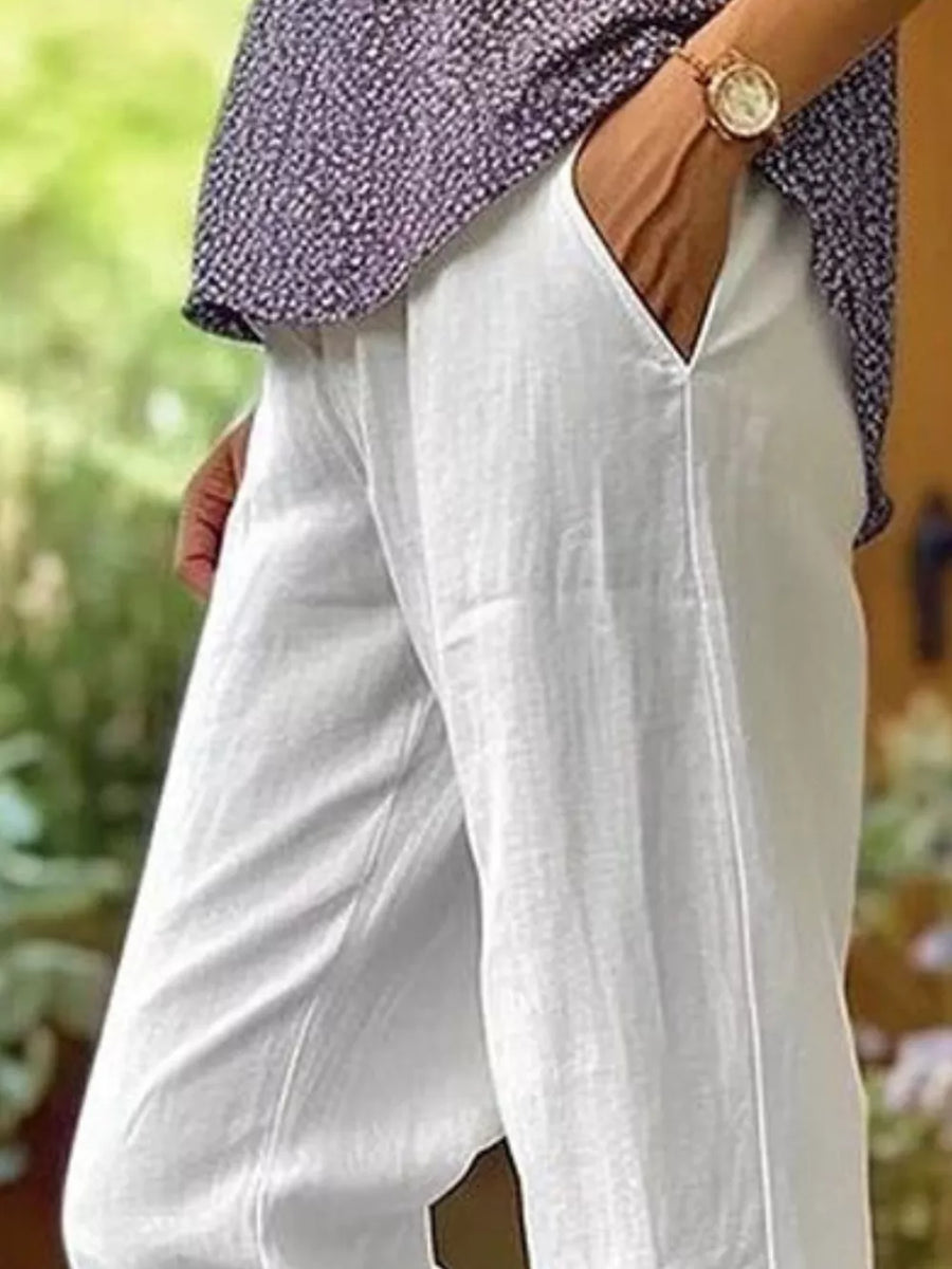 Blue Full Size Casual Wide-leg Pants Plus Size