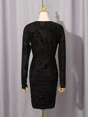 Ruched Long Sleeve Mini Dress option 10