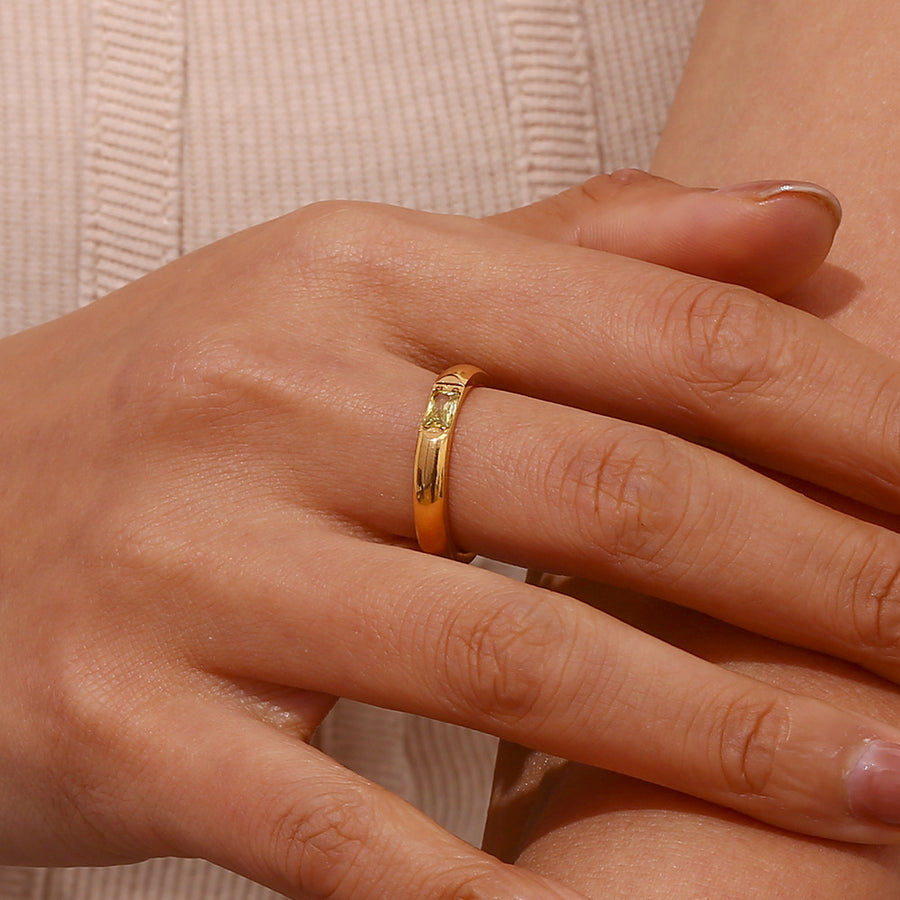 18K Gold-Plated Zircon Ring Style 10500194935 in Blue with gold-plated