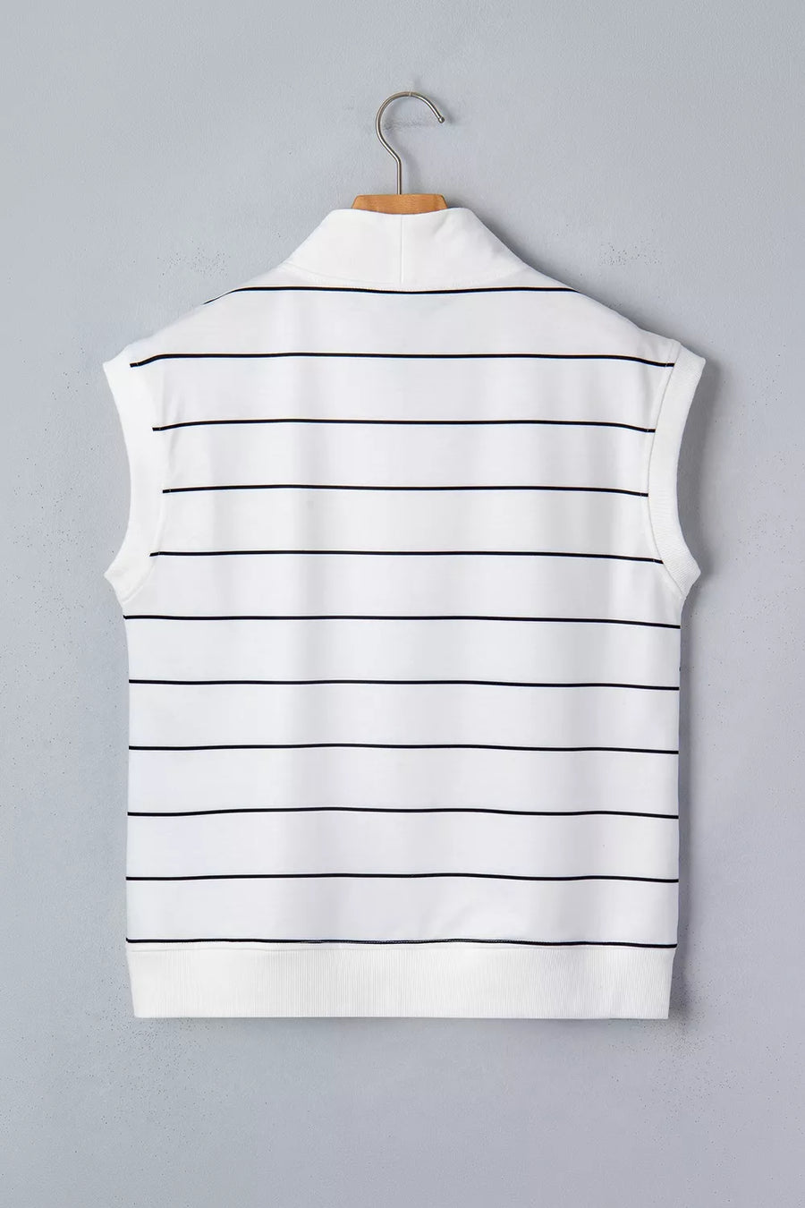 Stripe Color Block Zip V Neck Sleeveless Top option 9
