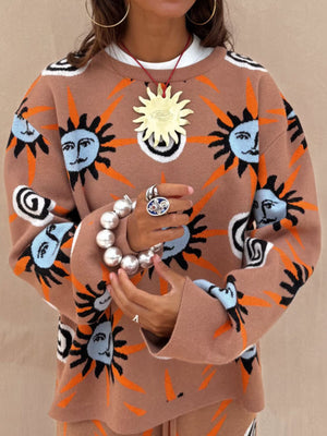lounge set in Coat with graphic and drawstring waist