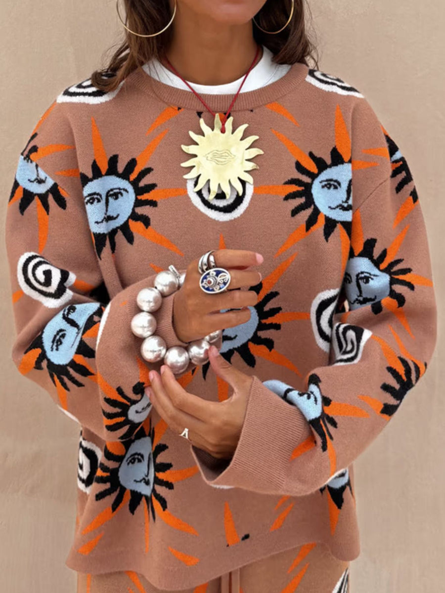 lounge set in Coat with graphic and drawstring waist