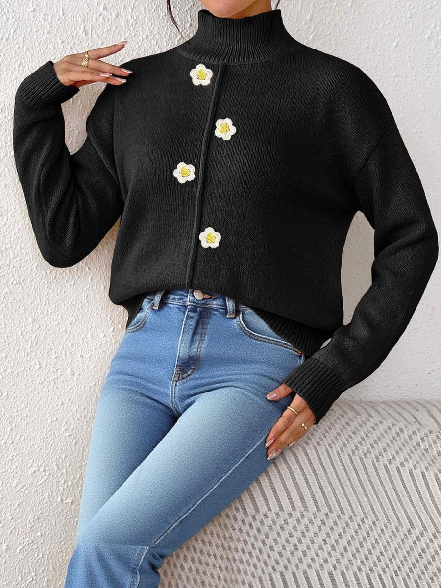 cardigan in Ochre with decorative buttons and hip-length