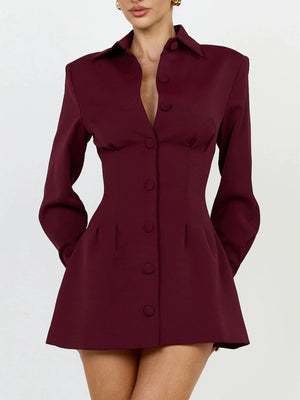 mini dress in Black with buttoned and mini