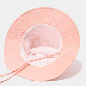 Wide-brim Sun Protection Bucket Hat in hot pink with wide brim