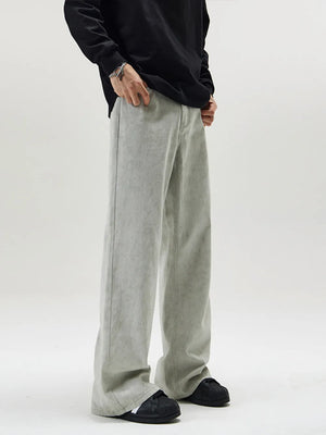 Light Gray Men's Full Size Wide Leg Pants