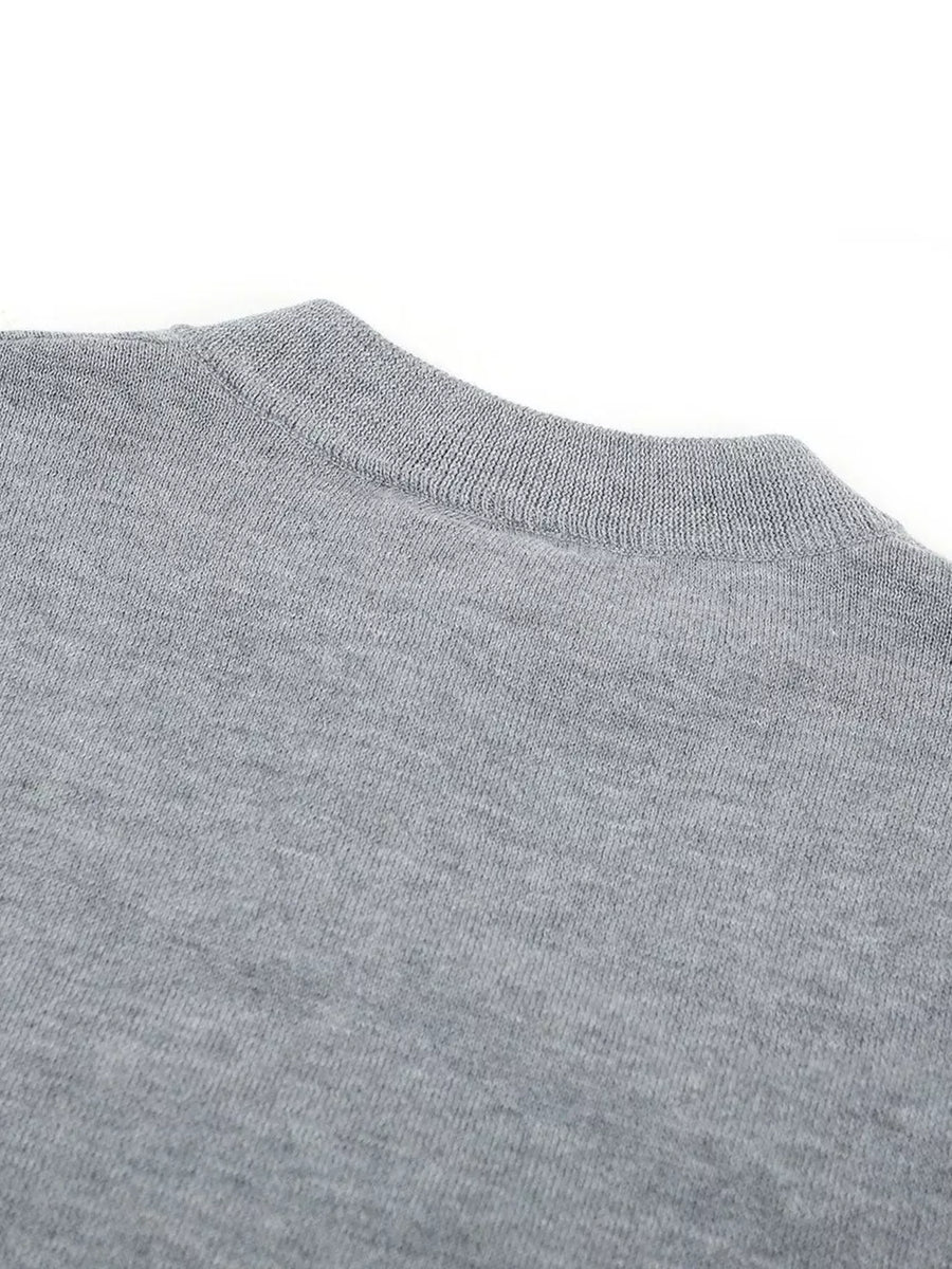 Grey Men's Short Sleeve Henley Knit Top