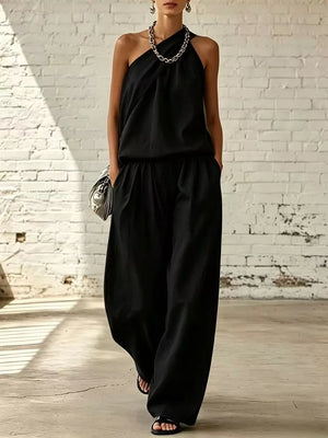 100% polyester Care instructions: Machine wash cold two-piece set in Ivory with relaxed silhouette