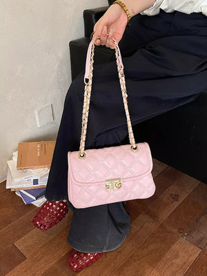 crossbody bag featuring quilted in blush pink with PU Leather Imported Size &amp texture