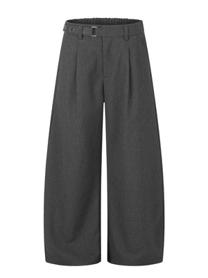 wide-leg pants in charcoal featuring high-waisted and loose fit